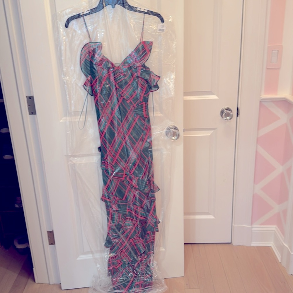 LoveShackFancy Rialto Silk Tartan Dress Size: 6 - Picture 6 of 7